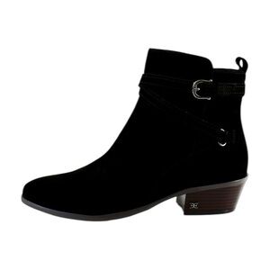 Sam Edelman Patty Black Suede Leather Ankle Boots Zip Buckle Boots 6M / 7.5M